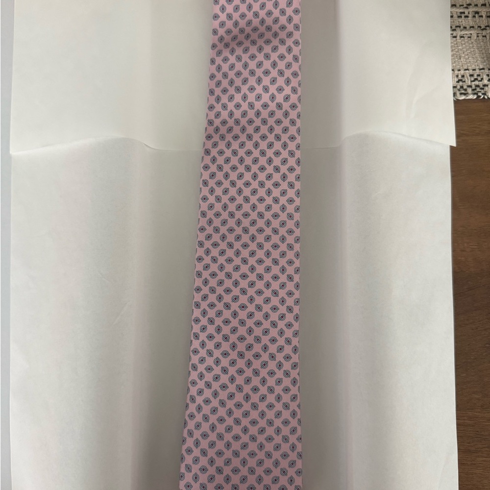 Hermes Pink and Grey Patterned Tie